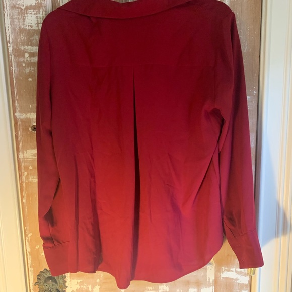 Red button down long sleeve blouse - Picture 3 of 3